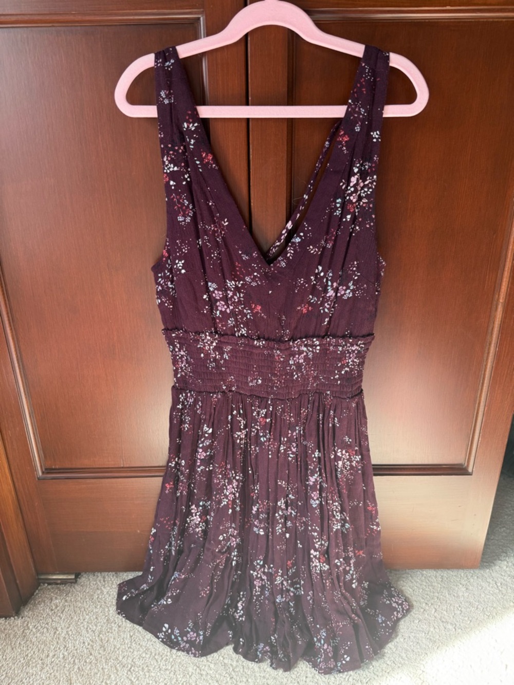 Aeropostale Plum Floral V-Neck Midi Dress